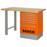 (Bild für) Robuste Werkbank. mit 40 mm Holz-Arbeitsplatte. 1500 mm. inkl. Werkzeugschrank mit 7 Schubladen. Orange