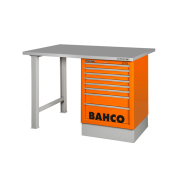 (Bild für) Robuste Werkbank. mit 40 mm Edelstahl-Arbeitsplatte. 1500 mm. inkl. Werkzeugschrank mit 8 Schubladen. Orange