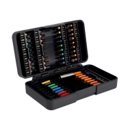 (Bild für) Bit-Set mit 53 Bits für Schlitz. Phillips. Pozidriv. TORX.TORX TR und Robertson-Schrauben + Bithalter