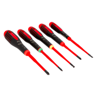 (Bild für) Ergo-Schraubendreher-Satz. 5-tlg. isoliert. Slim-Klingen (Abtrieb: 0.5x3.0. 0.8x4.0. PH1. PH2. T1)