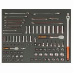 (Bild für) 3/3 Einlage, Steckschlüssel + Zubehör 3/8" + 1/4", 91-tlg