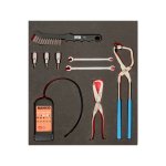 (Bild für) 2/3 Einlage, Bremsflüssigkeitstester, Schraubendrehereinsätze, Bürste + Bremsfederzange, 9-tlg