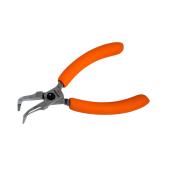 Präzisions-Nadelzange, 90° gebogene Spitze, geriffelte Backen, PVC-Griffe, 125 mm, Industrieverpackung