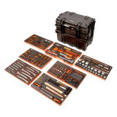 Hartschalenkoffer mit 6 Werkzeugsortimenten auf 4 Rädern - inkl. 200 Werkzeugen