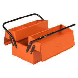 Metall-Werkzeugkasten. orange. 500x210x190 mm. 3 Fächer