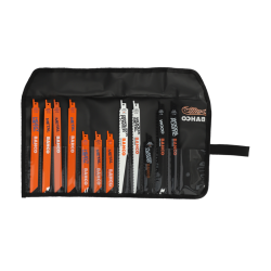 Säbelsägeblätter-Satz für Holz und Metall. in Rolltasche. 12-teilig