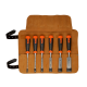 Schlag-Stechbeitel-Satz. 6. 10 .12 .18 .25 .32 mm. in Leder-Rolltasche