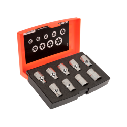 1/2" Steckschlüssel-Satz für TORX-Schrauben mit Außenprofil. 9-tlg