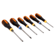 Ergo Schraubendreher-Satz. Schlitz+PZ. 6-tlg. Inhalt: 0.6x3.5x75. 0.8x4.5x100. 1.0x5.5x100. 1.2x6.5x125. PZ1x100. PZ2x125