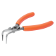 Präzisions-Nadelzange. 90° gebogene Spitze. geriffelte Backen. PVC-Griffe. 125 mm
