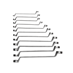 Doppelringschlüsselsatz. Edelstahl/Inox. magnetisch. gekröpft. 11-tlg