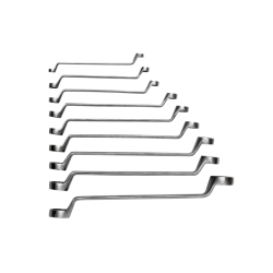 Doppelringschlüsselsatz. Edelstahl/Inox. magnetisch. gekröpft. 9-tlg