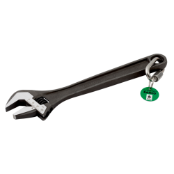 Rollgabelschlüssel 12". verchromt. SW 34 mm. Karabiner zur Befestigung einer Sicherungsleine