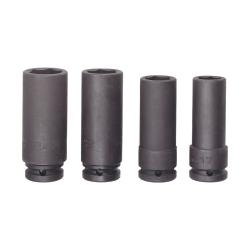 1/2" Kraft-Steckschlüssel-Satz, 6kant, lang, 4-tlg, 17-24 mm