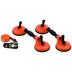 Doppel-Saugnapf, bis 150 kg + Gurt-Satz, 5 m x 25 mm