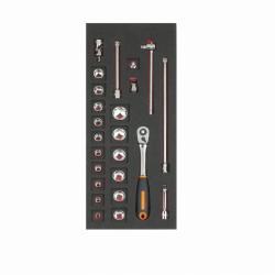 1/3 Einlage, Steckschlüssel + Zubehör 3/8", 24-tlg