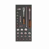 1/3 Einlage, Steckschlüssel + Zubehör 3/8", 28-tlg