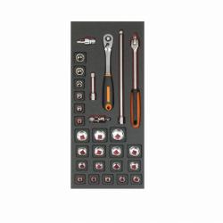 1/3 Einlage, Steckschlüssel + Zubehör 3/8", 28-tlg