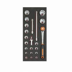 1/3 Einlage, Steckschlüssel + Zubehör 1/2", 22-tlg