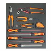 2/3 Einlage, Feilen, Zangen + Maßband, 10-tlg