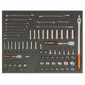 3/3 Einlage, Steckschlüssel + Zubehör 3/8" + 1/4", 91-tlg