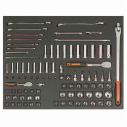 3/3 Einlage, Steckschlüssel + Zubehör 3/8" + 1/4", 91-tlg