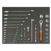 3/3 Einlage, Schraubenschlüssel + Steckschlüssel, 37-tlg