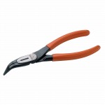 Flachrundzange, gekröpft, brüniert, PVC-Ummantelung