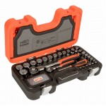 Steckschlüssel-Satz 1/4" und 1/2", metrisch, Sechskantprofil, Vierkantantrieb, inklusive Kugelkopfknarre – 79-teilig  Steckschlüssel-Satz 1/4" und 1/2", metrisch, Sechskantprofil, Vierkantantrieb, inklusive Kugelkopfknarre – 79-teilig