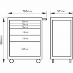 26" Werkstattwagen mit 6 Schubladen, Orange