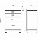 26" Werkstattwagen mit 7 Schubladen, Orange